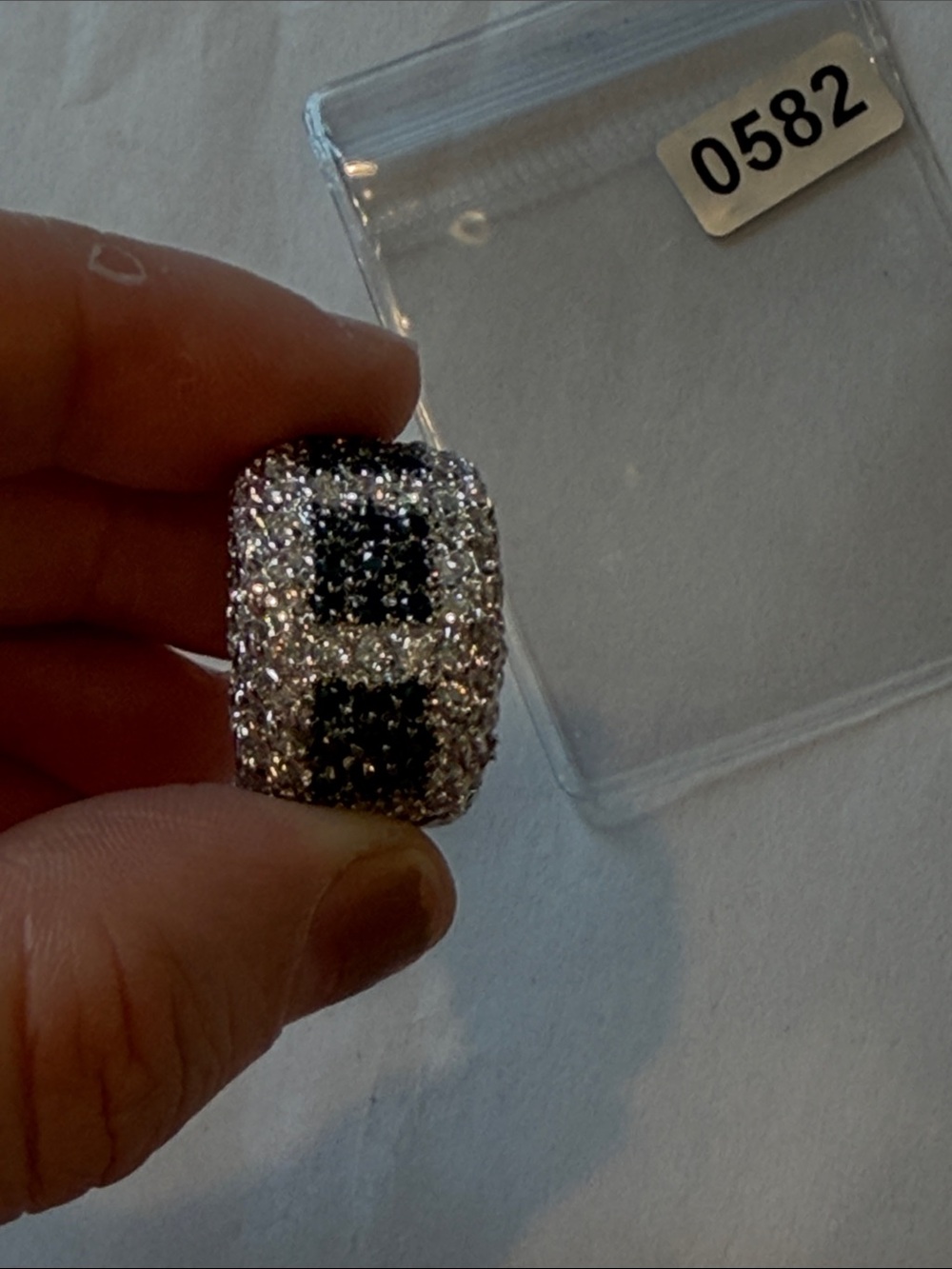 Sparkling Pave Statement Ring with Black Accent size 6 18KGE